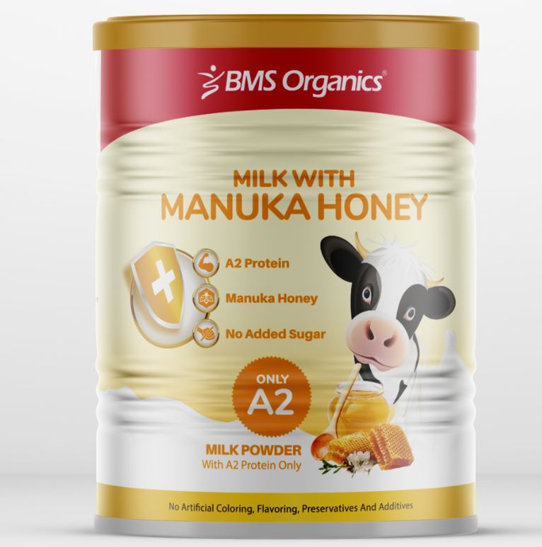 BMS Organics - A2 Milk With Manuka Honey (800g) (Cow Milk That Lower In Casein And Easier To Digest)