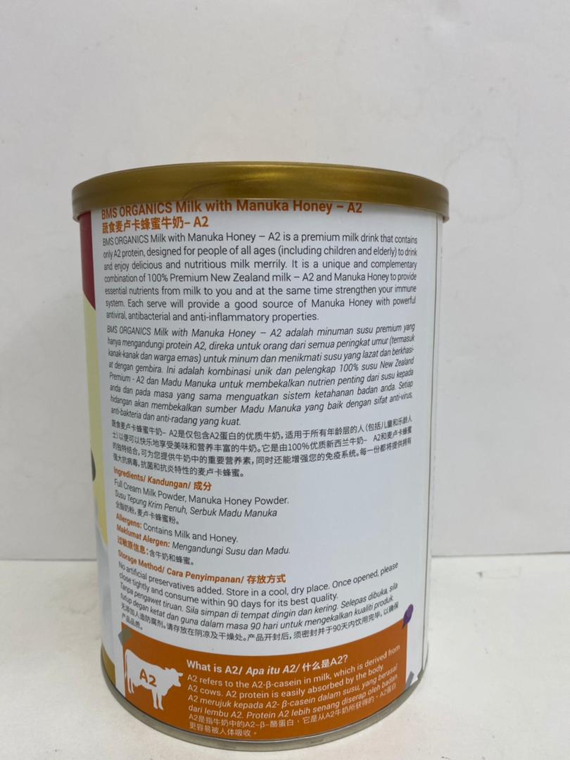 BMS Organics - A2 Milk With Manuka Honey (800g) (Cow Milk That Lower In Casein And Easier To Digest)