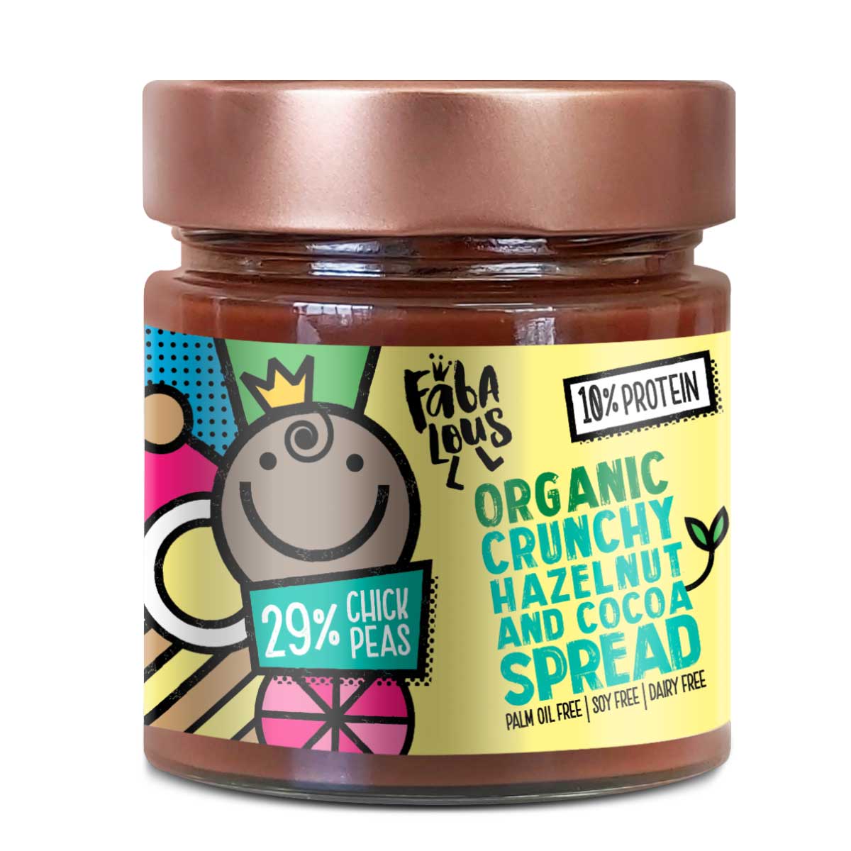 Fabalous - Organic Crunchy Hazelnut and Cocoa Spread 200g (Vegan, Plant-based, Gluten-free, Dairy-Free)