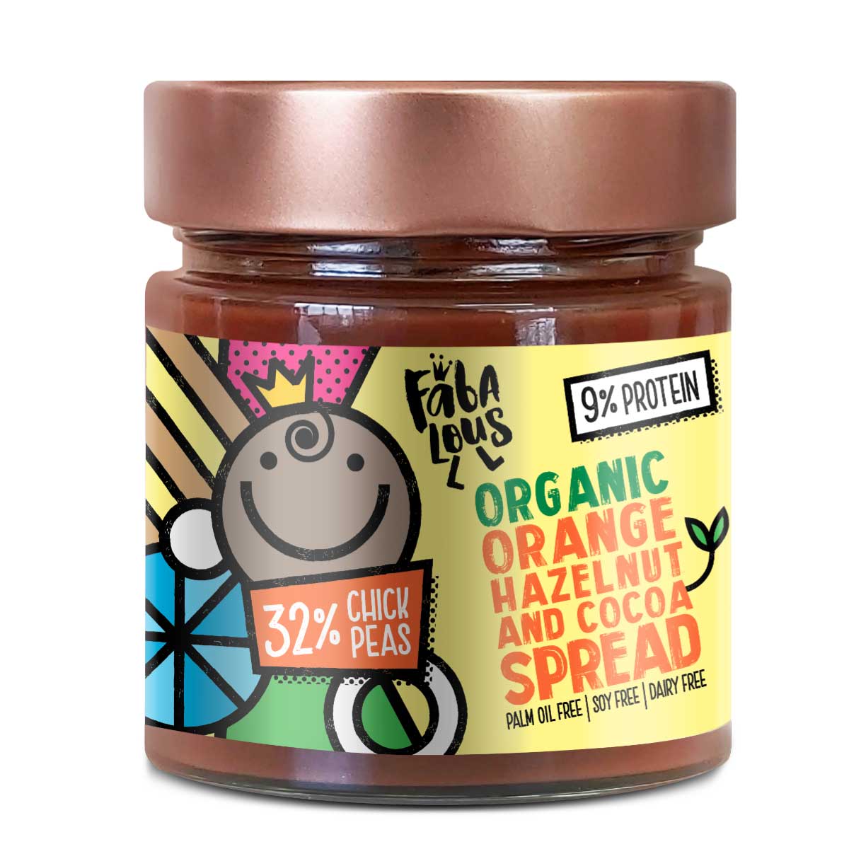 Fabalous -  Organic Orange Hazelnut and Cocoa Spread 200g (Plant-based, Gluten-Free, Vegan, Dairy-Free)